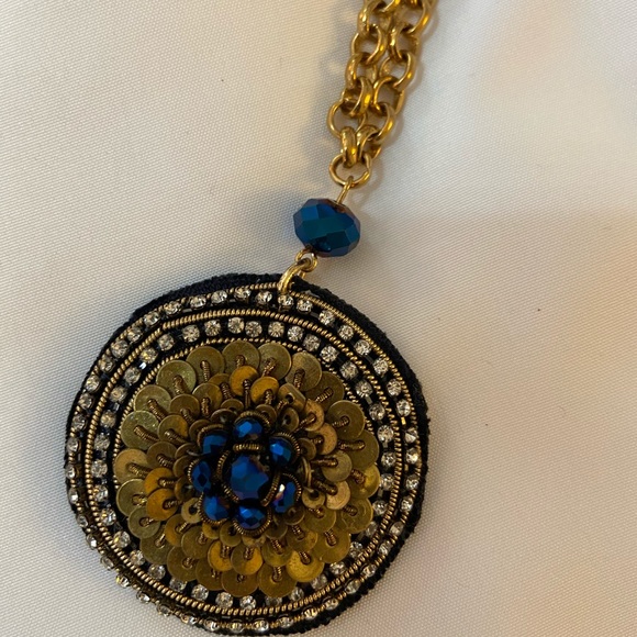 NWT Chico’s Gold/Teal Long Necklace - Picture 2 of 6